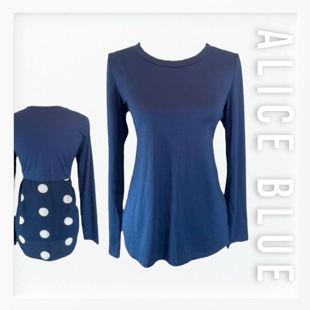 Alice Blue Polka Dot Long Sleeve Top NWOT sz S